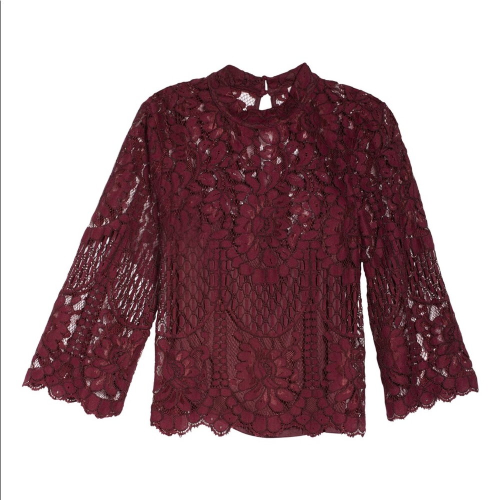 Chelsea28 Lace Long Sleeve Top | Burgundy, Nordstrom